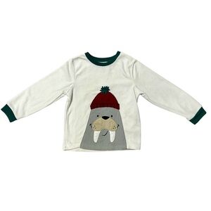 Carter's Fleece Winter Walrus Holiday Pajama Top Toddler Boys Size 5